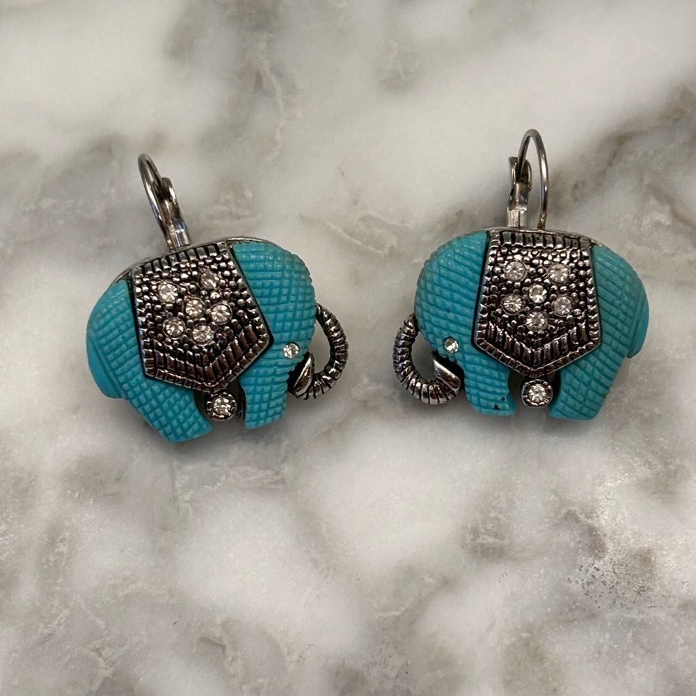 Turquoise Elephant Earrings